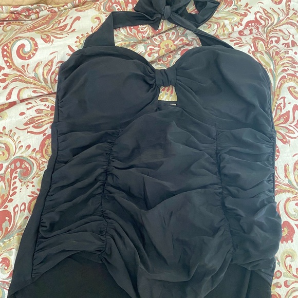 Torrid Retro Style Halter Swimsuit, black, 3X